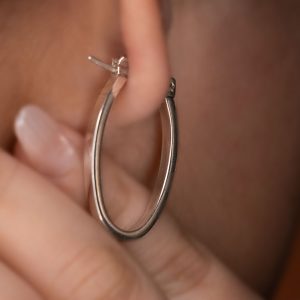 classic oval hoops silver 950 for woman
