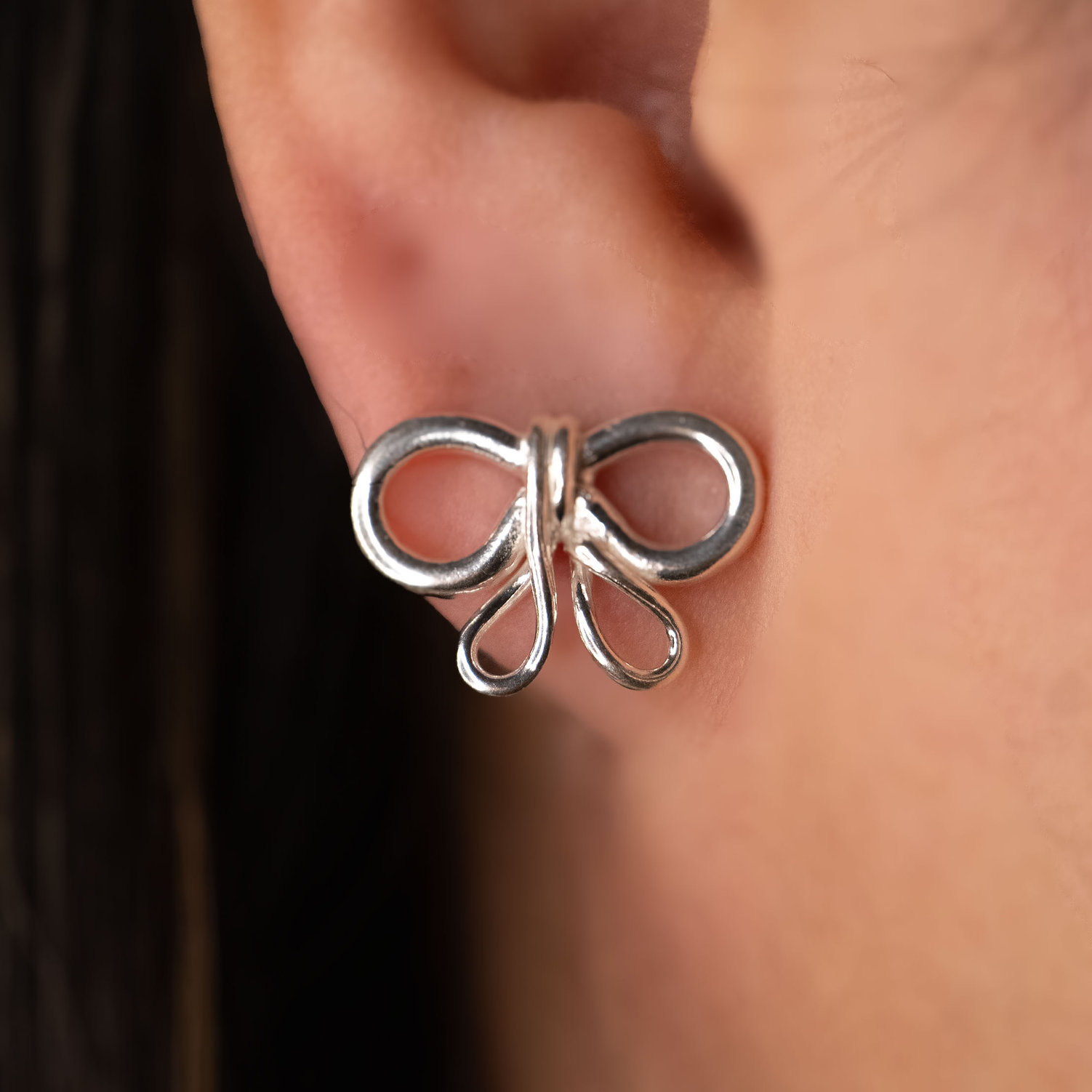 bow elegance studs silver 950 for woman