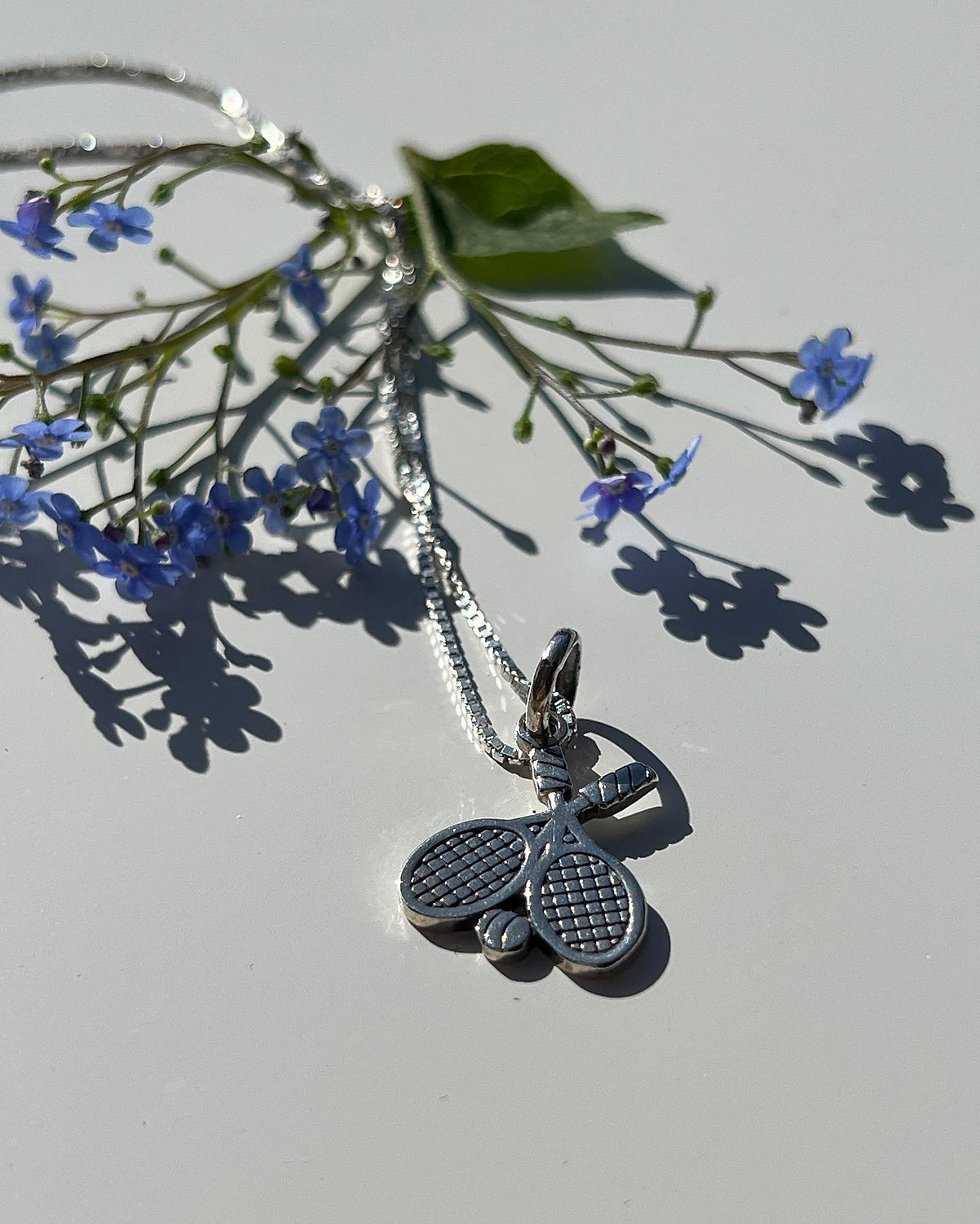 tennis necklace charm silver 950