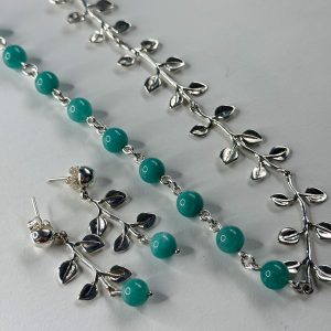 amazonite necklace and earring set silver 950