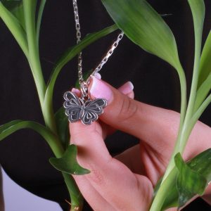 butterfly necklace charm silver 950