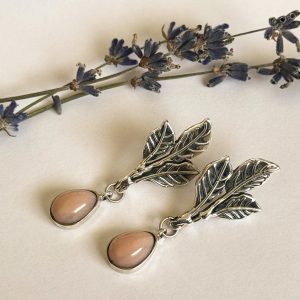 rodonita earrings silver 950 for woman