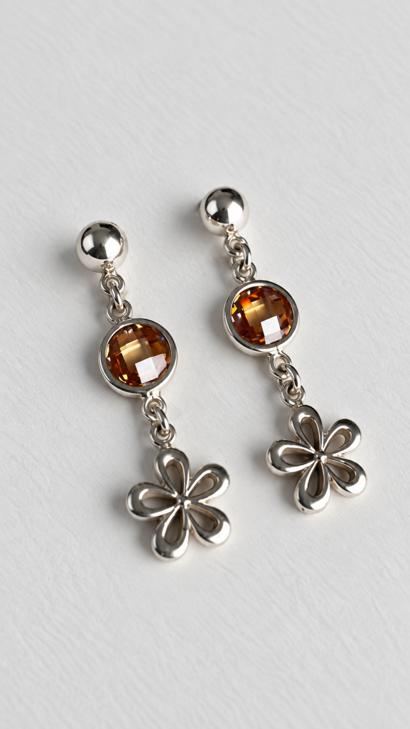 Orange Zircon Earrings