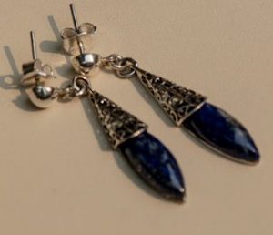 black gemstone earring silver 950