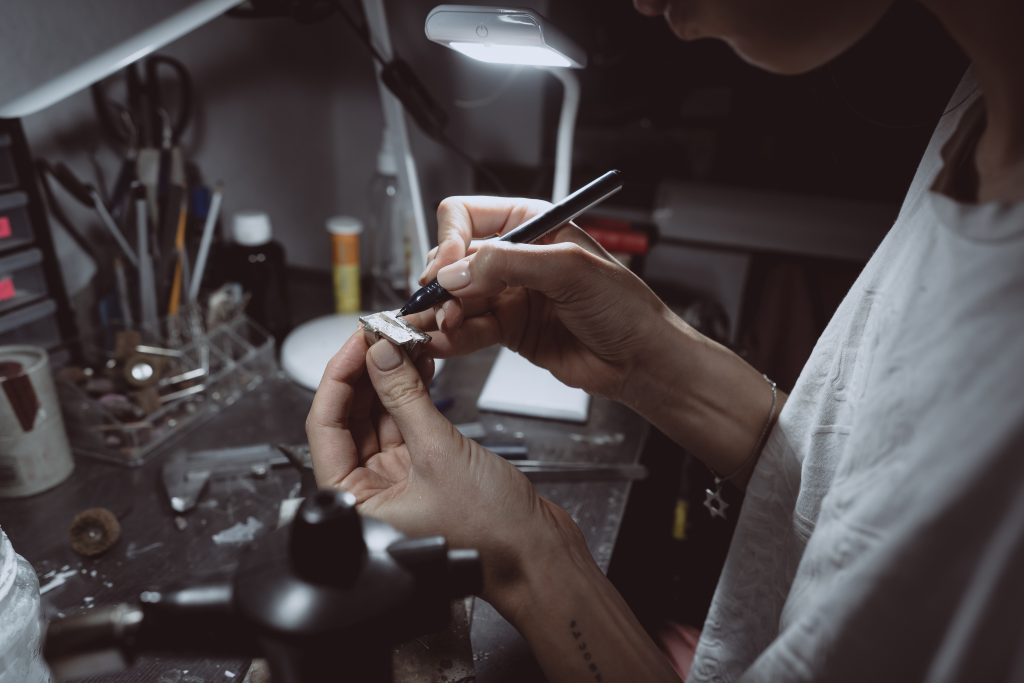 the master processes the valuable metal in the home workshop