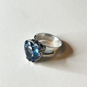 Zirconia Heart Blue Ring for Women
