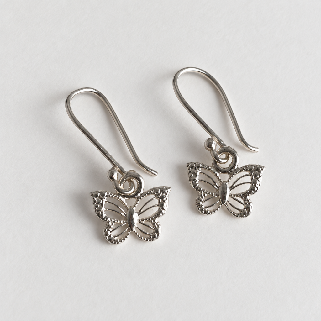 Butterfly Drop Earrings Silver 950 for Woman