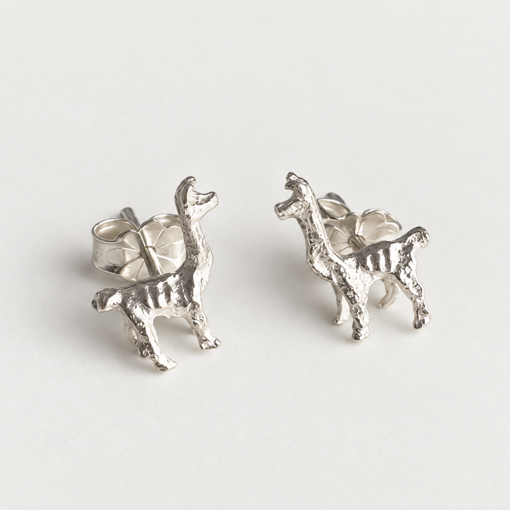 Llamas Studs Earrings Silver 950