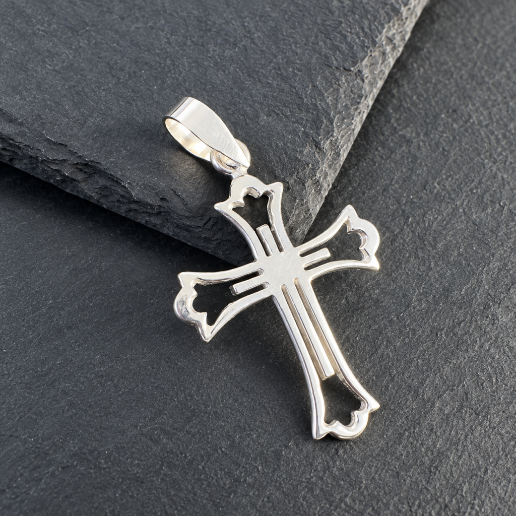 Crown Flat Cross Silver 950 for Men