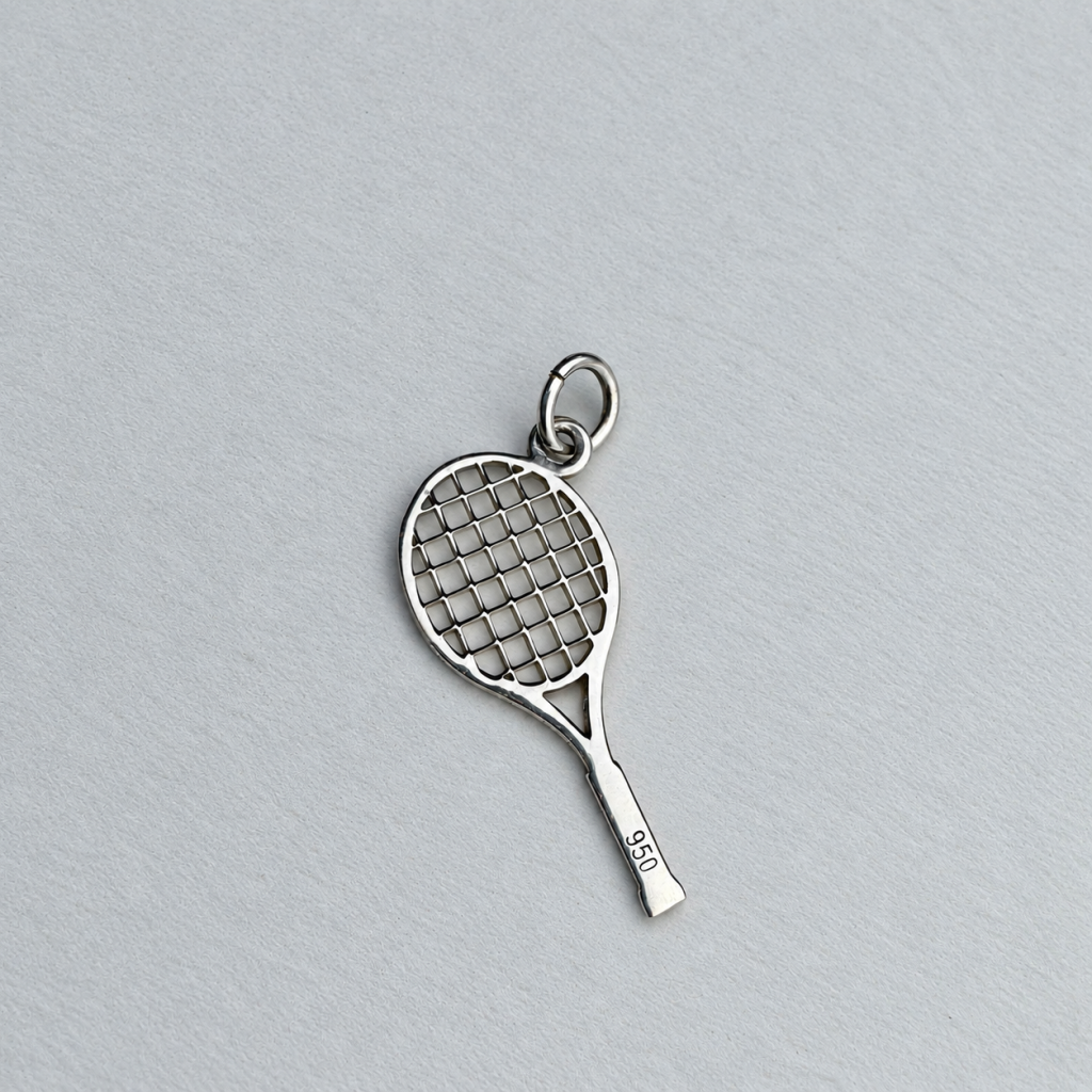 Tennis Racquet Charm Necklace Silver 950