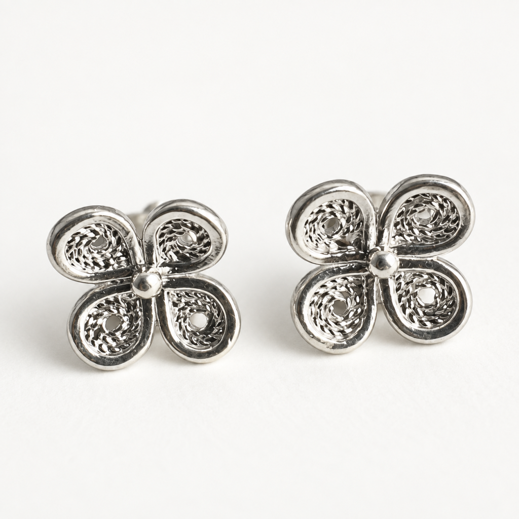 Four Petal Filigree Studs Filigree Silver 950