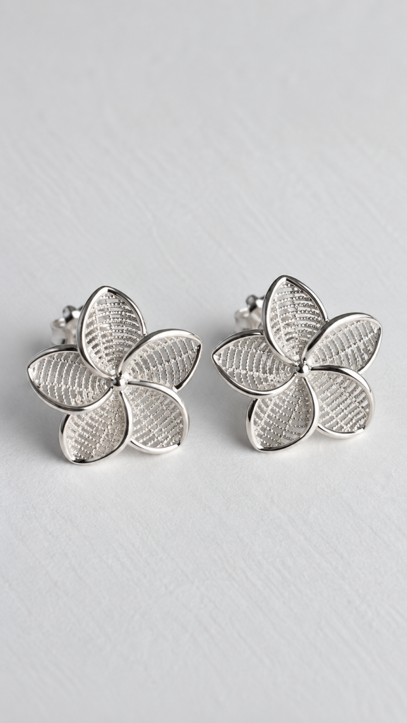 Five Petals Flower Filigree Earrings