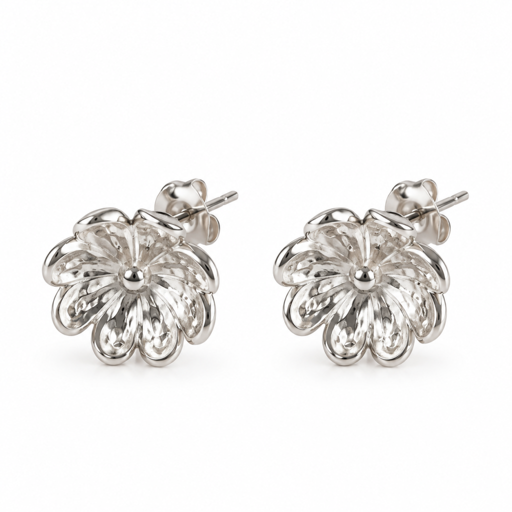 Eight Petals Earrings Silver 950 for Woman