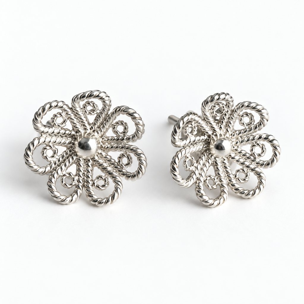 Seven Twisted Petal Bloom Filigree Earrings