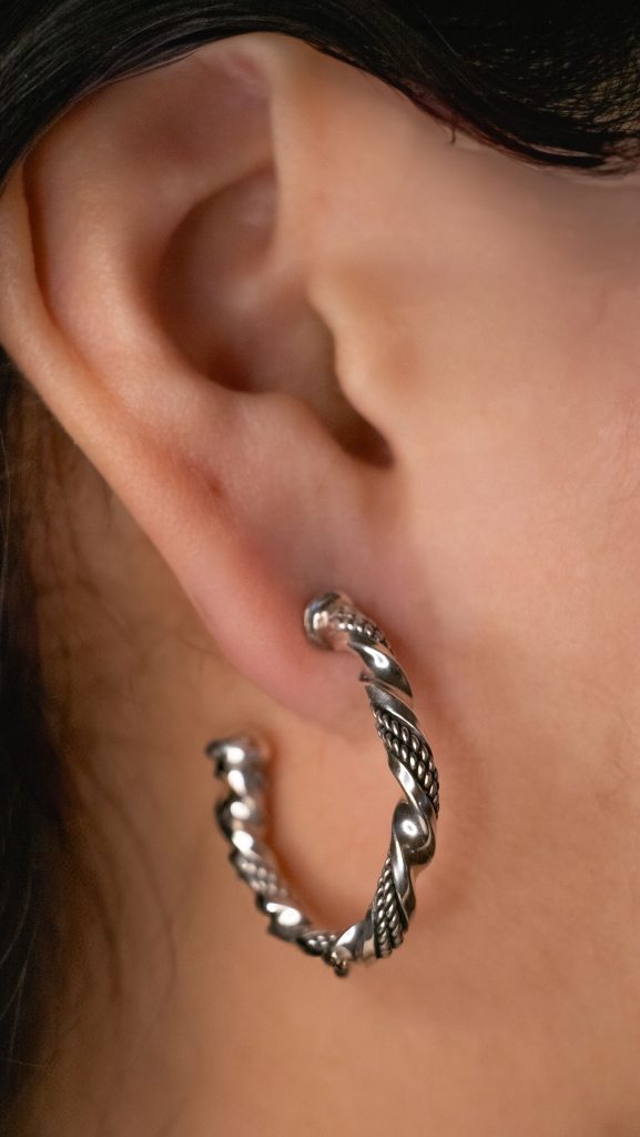 Twist Rope Hoops Silver 950 For Woman