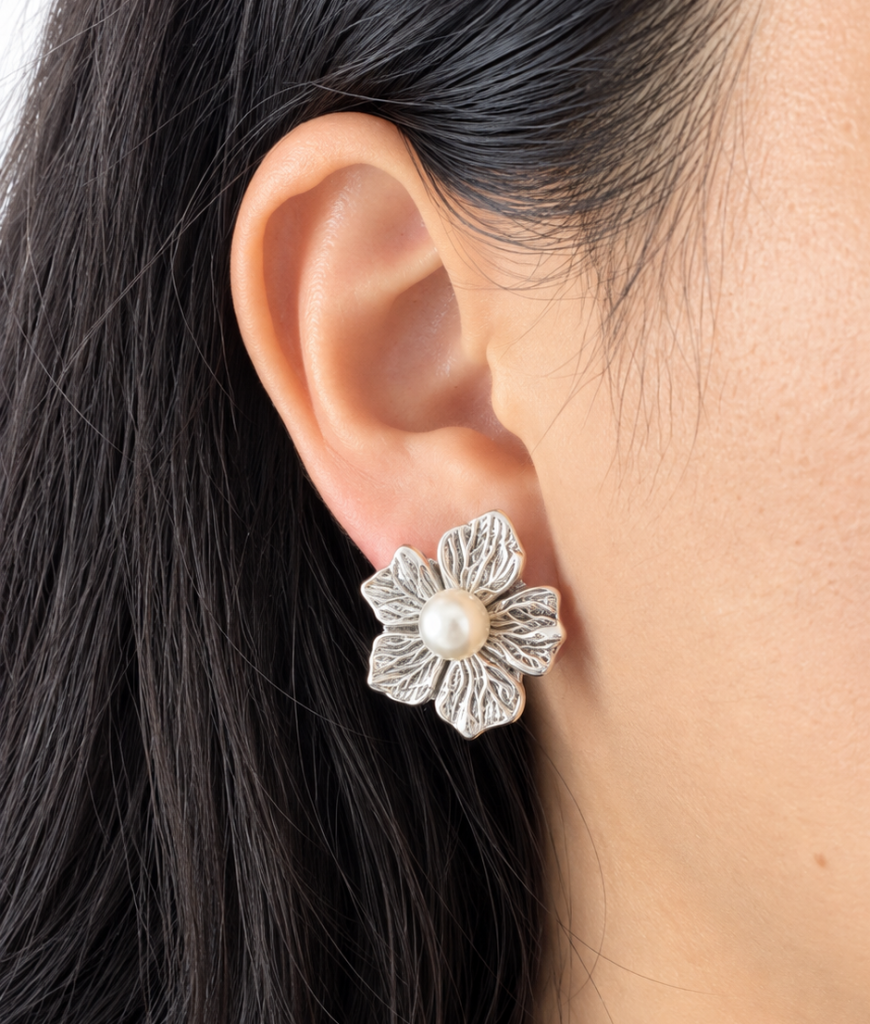 Textured Pearl Bloom Studs